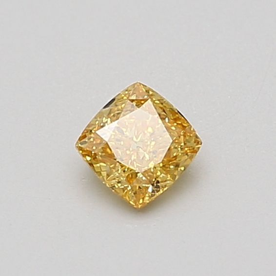 Lab-Grown Cushion Diamond - 0.34 Carats, Fancy Vivid Yellow Color, SI1 Clarity - Certified by IGI - Report Number: LG632411965