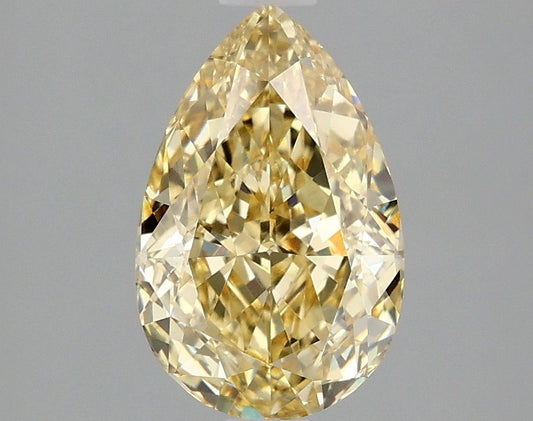 Lab-Grown Pear Diamond - 2.07 Carats, Fancy Intense Yellow Color, VVS2 Clarity - Certified by IGI - Report Number: LG666434137