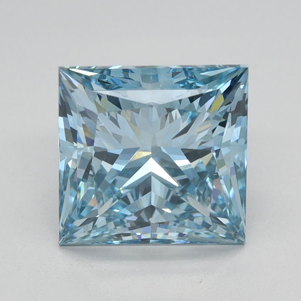 Lab-Grown Princess Diamond - 2.55 Carats, Fancy Vivid Blue Color, VS1 Clarity - Certified by IGI - Report Number: LG586338255