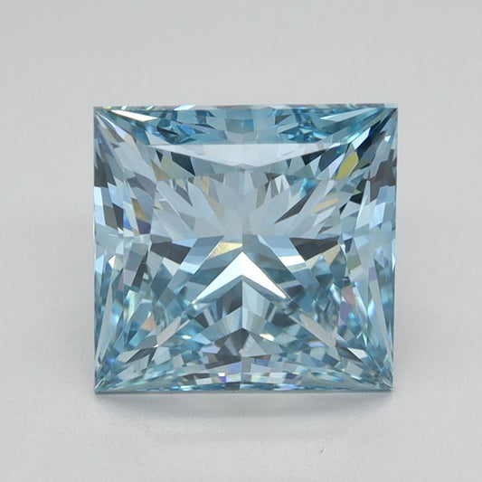 Lab-Grown Princess Diamond - 2.55 Carats, Fancy Vivid Blue Color, VS1 Clarity - Certified by IGI - Report Number: LG586338255