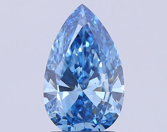 Lab-Grown Pear Diamond - 1.56 Carats, Fancy Vivid Blue Color, VVS2 Clarity - Certified by IGI - Report Number: LG644400564