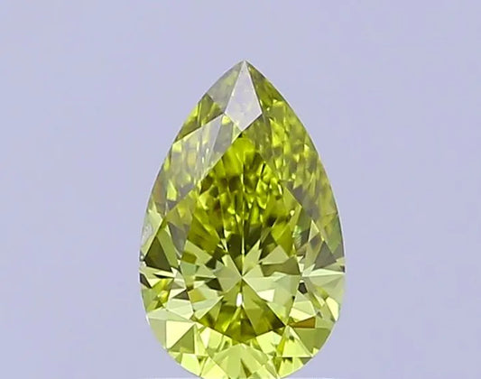 Diamant de laboratoire taille poire de 1,00 ct (couleur vert jaunâtre intense fantaisie, pureté VS1, certifié IGI)
