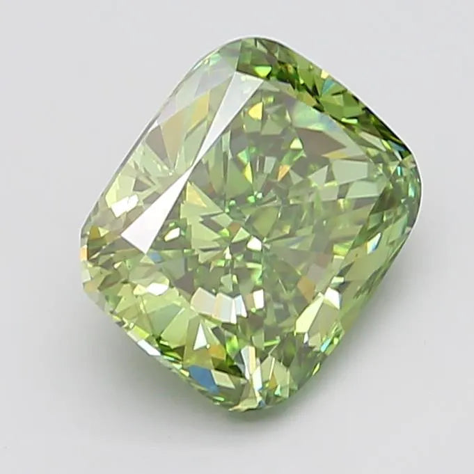 5.33ct Cushion brilliant Lab Grown Diamond (Colour Fancy Vivid Green, Clarity VS2, IGI Certified)