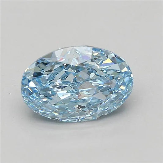 3,08 ct ovaler, im Labor gezüchteter Diamant (Farbe: Fancy Vivid Blue, Reinheit: VVS2, IGI-zertifiziert)
