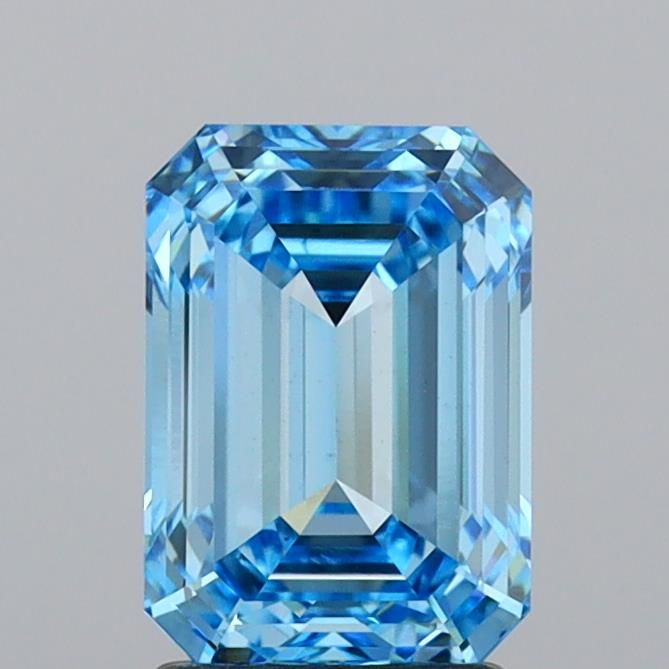 Lab-Grown Emerald Diamond - 2.57 Carats, Fancy Vivid Blue Color, VS1 Clarity - Certified by IGI - Report Number: LG633465205