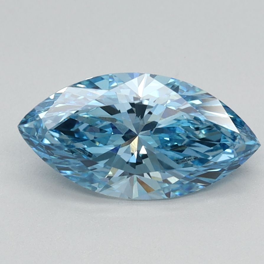 Lab-Grown Marquise Diamond - 1.01 Carats, Fancy Vivid Blue Color, VVS2 Clarity - Certified by IGI - Report Number: LG613350793