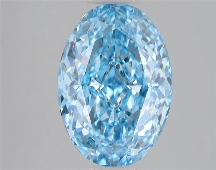 3.02ct Oval Lab Grown Diamond (Colour Fancy Vivid Blue, Clarity VS1, IGI Certified)