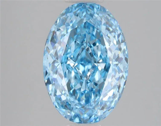 3,02 ct ovaler, im Labor gezüchteter Diamant (Farbe: Fancy Vivid Blue, Reinheit: VS1, IGI-zertifiziert)