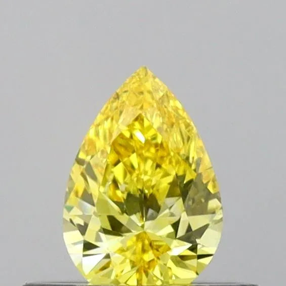 Diamant de laboratoire taille poire de 0,32 ct (couleur jaune vif fantaisie, pureté VVS2, certifié IGI)