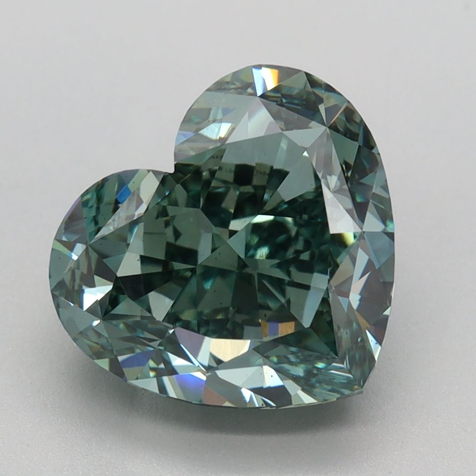Lab-Grown Heart Diamond - 3.55 Carats, Fancy Vivid Green Color, VS1 Clarity - Certified by IGI - Report Number: LG647454436
