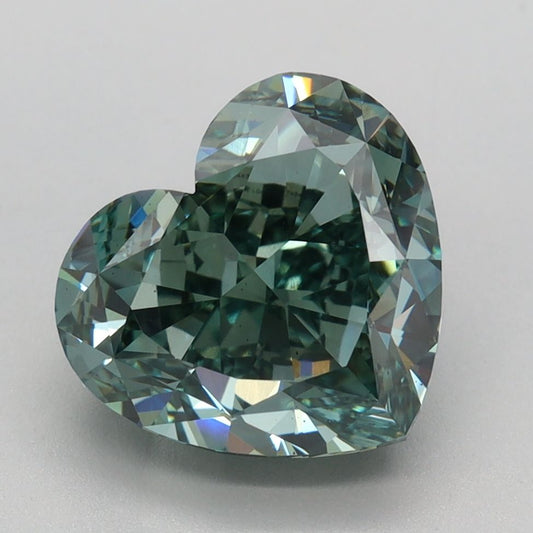 Lab-Grown Heart Diamond - 3.55 Carats, Fancy Vivid Green Color, VS1 Clarity - Certified by IGI - Report Number: LG647454436