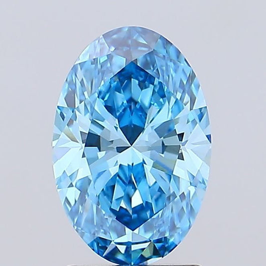 Lab-Grown Oval Diamond - 2.09 Carats, Fancy Vivid Blue Color, VS1 Clarity - Certified by IGI - Report Number: LG689506801