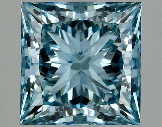 Lab-Grown Princess Diamond - 2.88 Carats, Fancy Vivid Blue Color, SI1 Clarity - Certified by IGI - Report Number: LG634425268