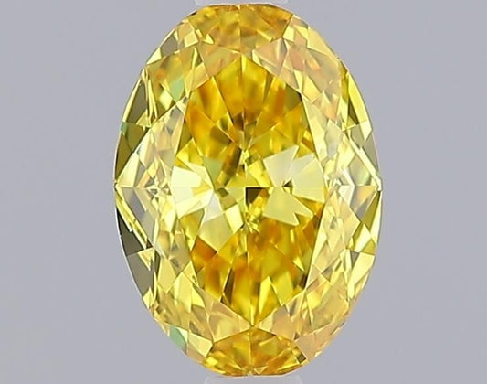 Lab-Grown Oval Diamond - 1.0 Carats, Fancy Vivid Yellow Color, VVS2 Clarity - Certified by IGI - Report Number: LG644487058