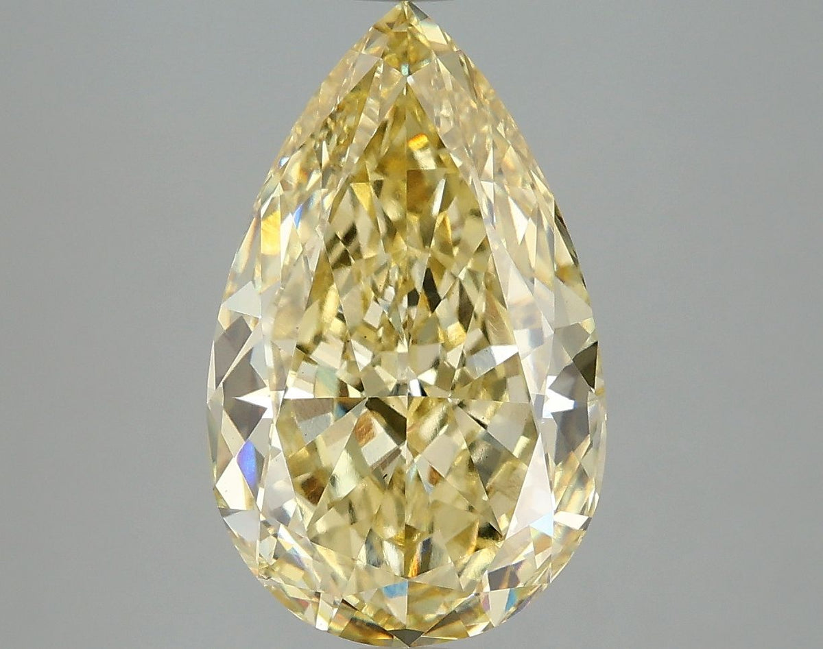 Lab-Grown Pear Diamond - 5.01 Carats, Fancy Vivid Yellow Color, VS1 Clarity - Certified by IGI - Report Number: LG677549922