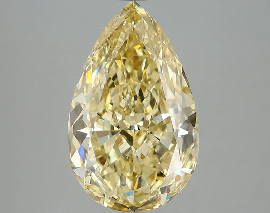 Lab-Grown Pear Diamond - 5.01 Carats, Fancy Vivid Yellow Color, VS1 Clarity - Certified by IGI - Report Number: LG677549922