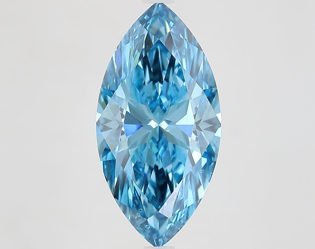 Lab-Grown Marquise Diamond - 4.01 Carats, Fancy Vivid Blue Color, VS2 Clarity - Certified by IGI - Report Number: LG656496777