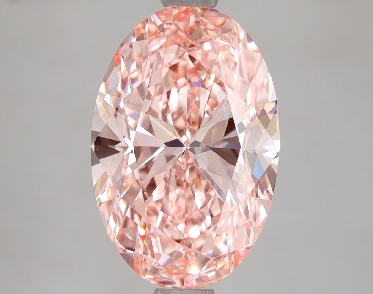 Lab-Grown Oval Diamond - 3.46 Carats, Fancy Vivid Pink Color, VS1 Clarity - Certified by IGI - Report Number: LG654408640
