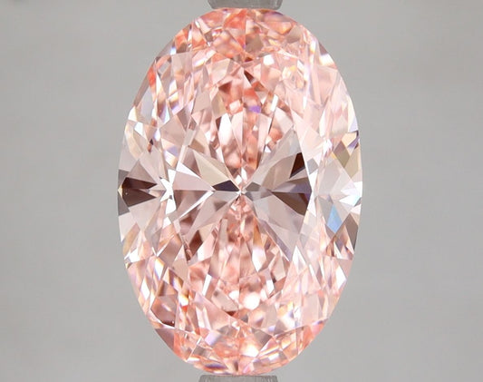Lab-Grown Oval Diamond - 3.46 Carats, Fancy Vivid Pink Color, VS1 Clarity - Certified by IGI - Report Number: LG654408640