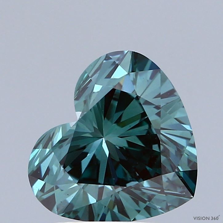 Lab-Grown Heart Diamond - 2.08 Carats, Fancy Deep Green Color, VS1 Clarity - Certified by IGI - Report Number: LG683539601
