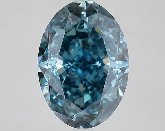 Lab-Grown Oval Diamond - 5.2 Carats, Fancy Vivid Blue Color, VS1 Clarity - Certified by IGI - Report Number: LG662417105