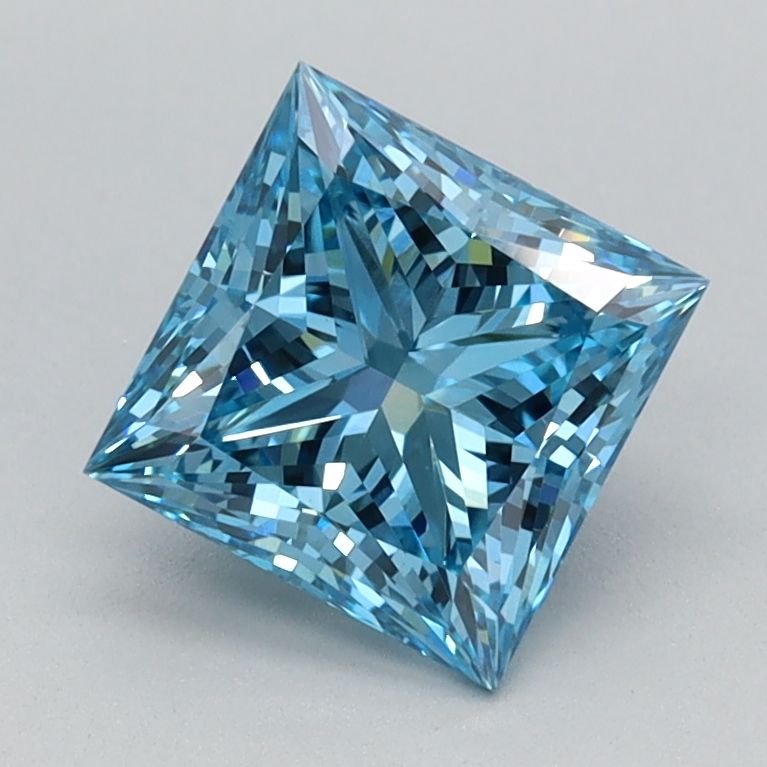 Lab-Grown Princess Diamond - 1.05 Carats, Fancy Vivid Blue Color, VVS2 Clarity - Certified by IGI - Report Number: LG667448711