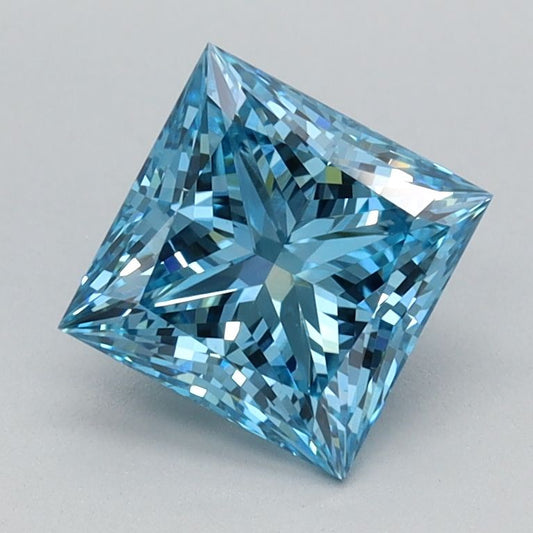 Lab-Grown Princess Diamond - 1.05 Carats, Fancy Vivid Blue Color, VVS2 Clarity - Certified by IGI - Report Number: LG667448711