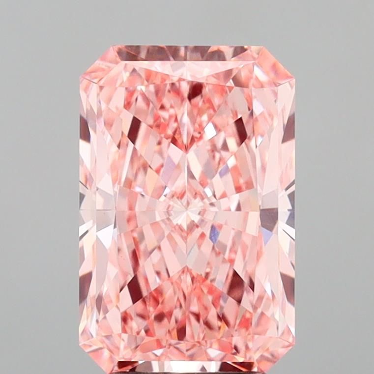 Lab-Grown Radiant Diamond - 3.51 Carats, Fancy Vivid Pink Color, VS1 Clarity - Certified by IGI - Report Number: LG692518270