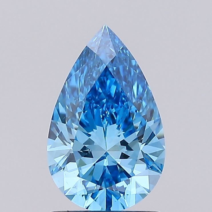Lab-Grown Pear Diamond - 1.51 Carats, Fancy Vivid Blue Color, VS2 Clarity - Certified by IGI - Report Number: LG675594277
