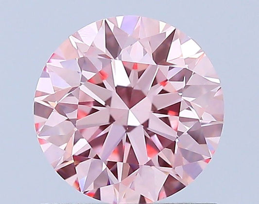 Lab-Grown Round Diamond - 1.0 Carats, Fancy Vivid Pink Color, VVS2 Clarity - Certified by IGI - Report Number: LG653451009