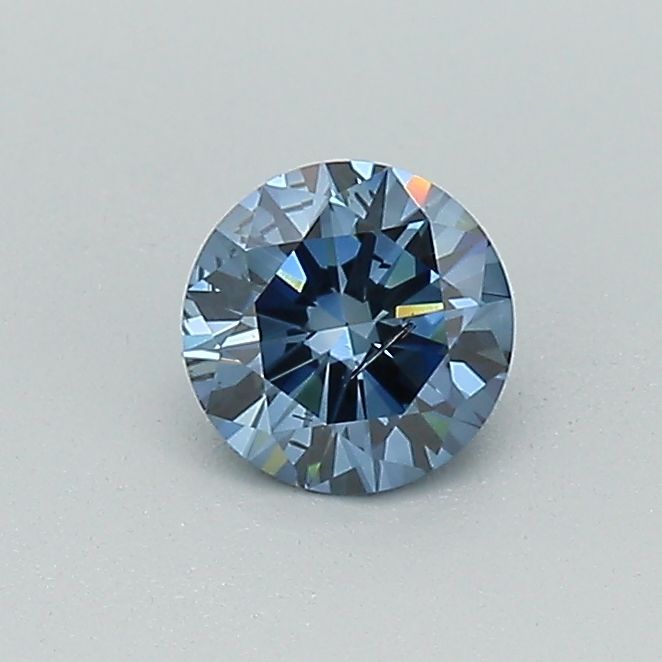 Lab-Grown Round Diamond - 0.37 Carats, Fancy Deep Blue Color, SI2 Clarity - Certified by IGI - Report Number: LG579362393
