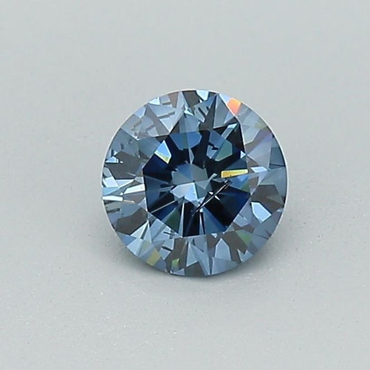 Lab-Grown Round Diamond - 0.37 Carats, Fancy Deep Blue Color, SI2 Clarity - Certified by IGI - Report Number: LG579362393