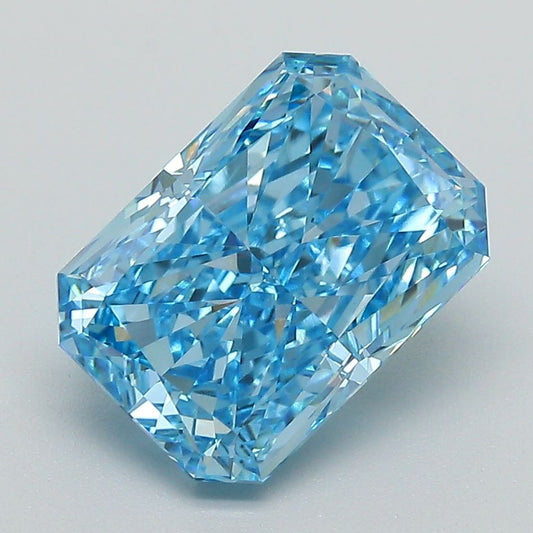 Lab-Grown Radiant Diamond - 3.5 Carats, Fancy Vivid Blue Color, VS1 Clarity - Certified by IGI - Report Number: LG658475428