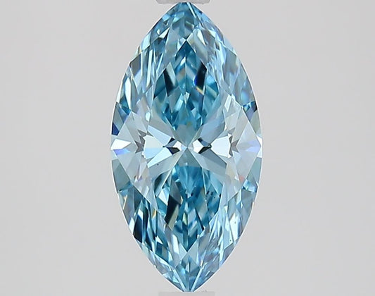 Lab-Grown Marquise Diamond - 1.52 Carats, Fancy Vivid Blue Color, VS1 Clarity - Certified by IGI - Report Number: LG647484157