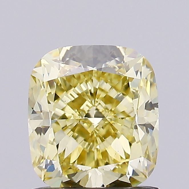 Lab-Grown Cushion Diamond - 1.05 Carats, Fancy Intense Yellow Color, VS1 Clarity - Certified by IGI - Report Number: LG649434441