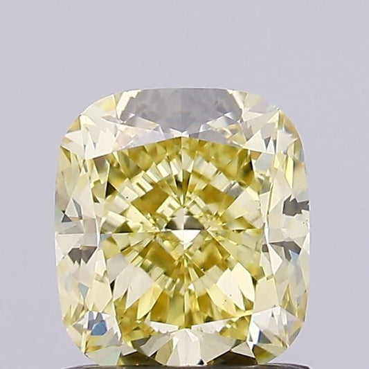 Lab-Grown Cushion Diamond - 1.05 Carats, Fancy Intense Yellow Color, VS1 Clarity - Certified by IGI - Report Number: LG649434441
