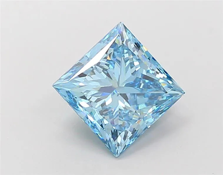 3,03 ct Princess-Diamant aus Laborzucht (Farbe: Fancy Vivid Blue, Reinheit: VS2, IGI-zertifiziert)