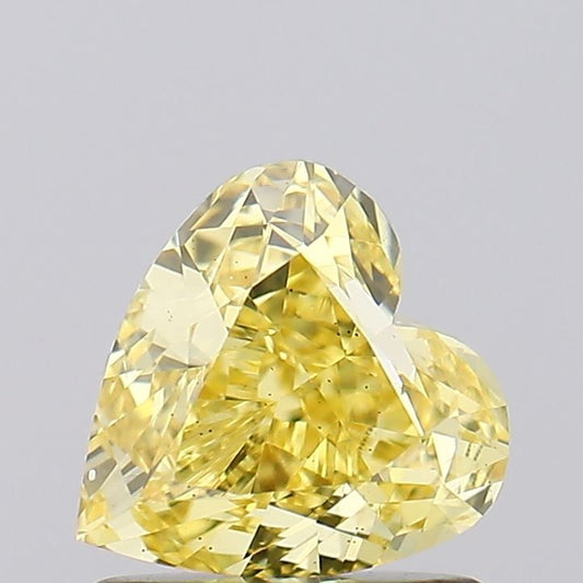 Lab-Grown Heart Diamond - 1.13 Carats, Fancy Vivid Yellow Color, VS2 Clarity - Certified by IGI - Report Number: LG621454758