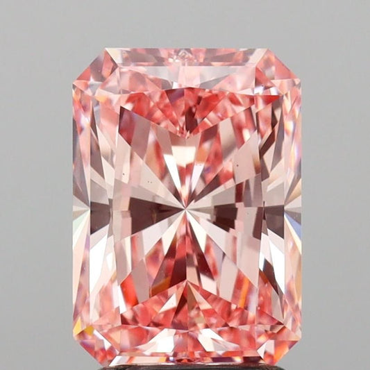 Lab-Grown Radiant Diamond - 2.53 Carats, Fancy Vivid Pink Color, VS1 Clarity - Certified by IGI - Report Number: LG675580731