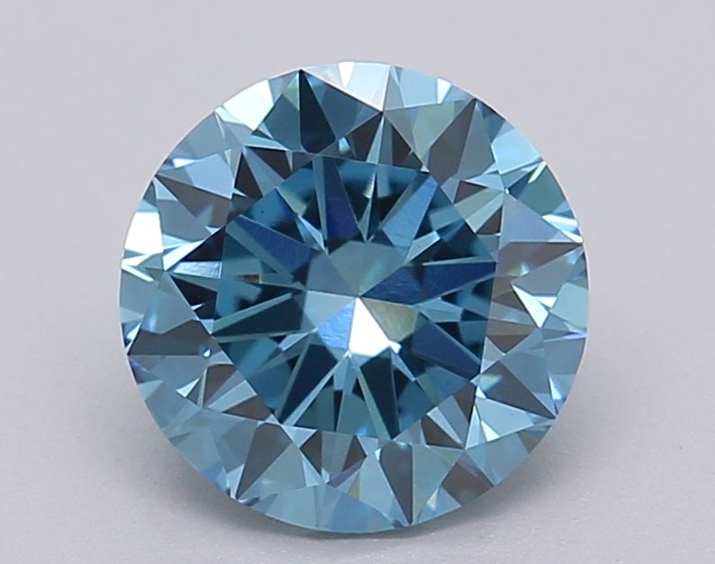 Lab-Grown Round Diamond - 1.53 Carats, Fancy Vivid Blue Color, VS1 Clarity - Certified by IGI - Report Number: LG613349428