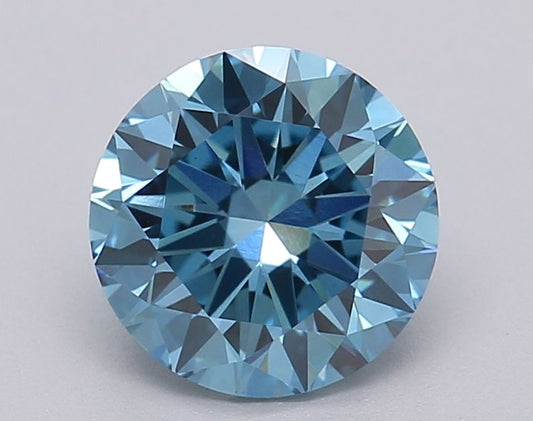 Lab-Grown Round Diamond - 1.53 Carats, Fancy Vivid Blue Color, VS1 Clarity - Certified by IGI - Report Number: LG613349428