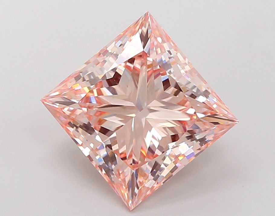 Lab-Grown Princess Diamond - 4.02 Carats, Fancy Pink Color, VS1 Clarity - Certified by IGI - Report Number: LG674509557