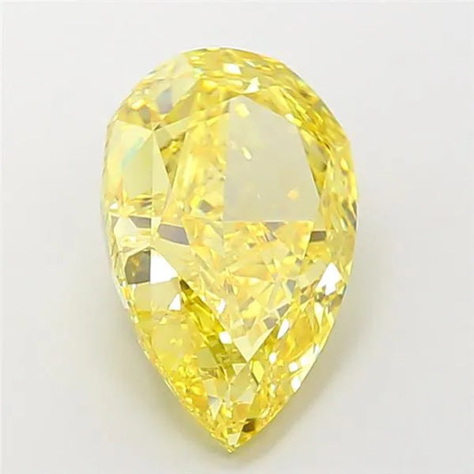 7,08 ct birnenförmiger, im Labor gezüchteter Diamant (Farbe: Fancy Vivid Yellow, Reinheit: VVS2, IGI-zertifiziert)