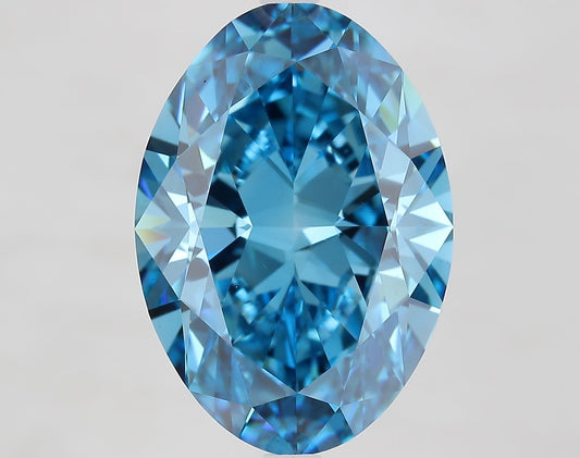 Lab-Grown Oval Diamond - 8.02 Carats, Fancy Vivid Blue Color, VVS2 Clarity - Certified by IGI - Report Number: LG681516452
