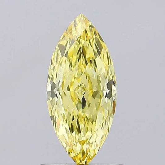 Diamant de laboratoire taille marquise de 1,02 ct (couleur jaune vif fantaisie, pureté VS2, certifié IGI)