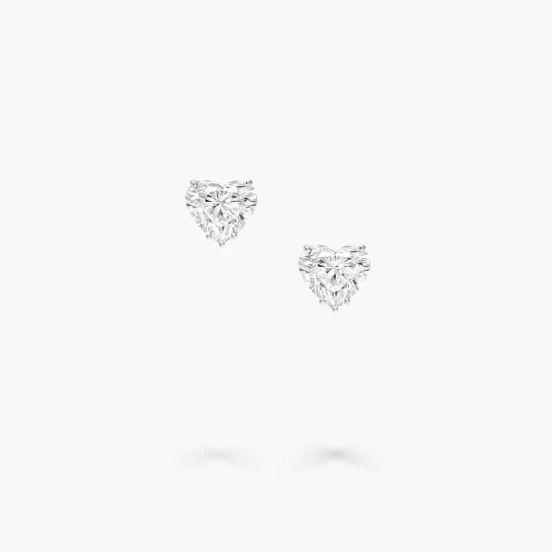 2.09 CTW Fancy Vivid Pink Heart Lab Grown Diamond Earrings in 18K White Gold (IGI Certified)