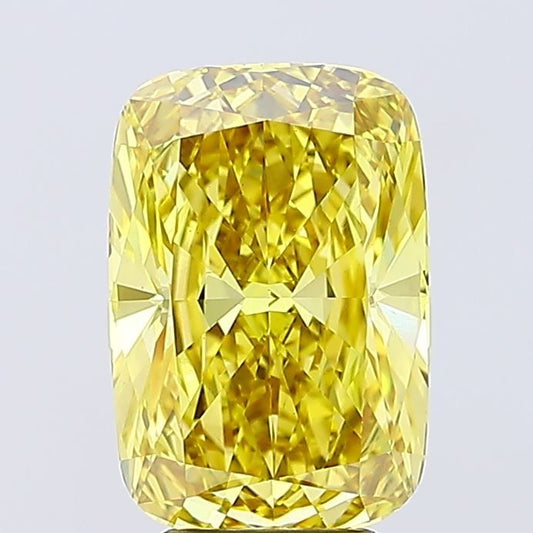 Lab-Grown Cushion Diamond - 5.08 Carats, Fancy Vivid Yellow Color, VS1 Clarity - Certified by IGI - Report Number: LG651497483