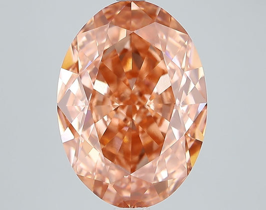 Lab-Grown Oval Diamond - 7.57 Carats, Fancy Vivid Pink Color, VS1 Clarity - Certified by IGI - Report Number: LG645402101