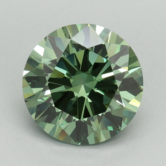 Lab-Grown Round Diamond - 3.04 Carats, Fancy Vivid Green Color, VVS2 Clarity - Certified by IGI - Report Number: LG644491363