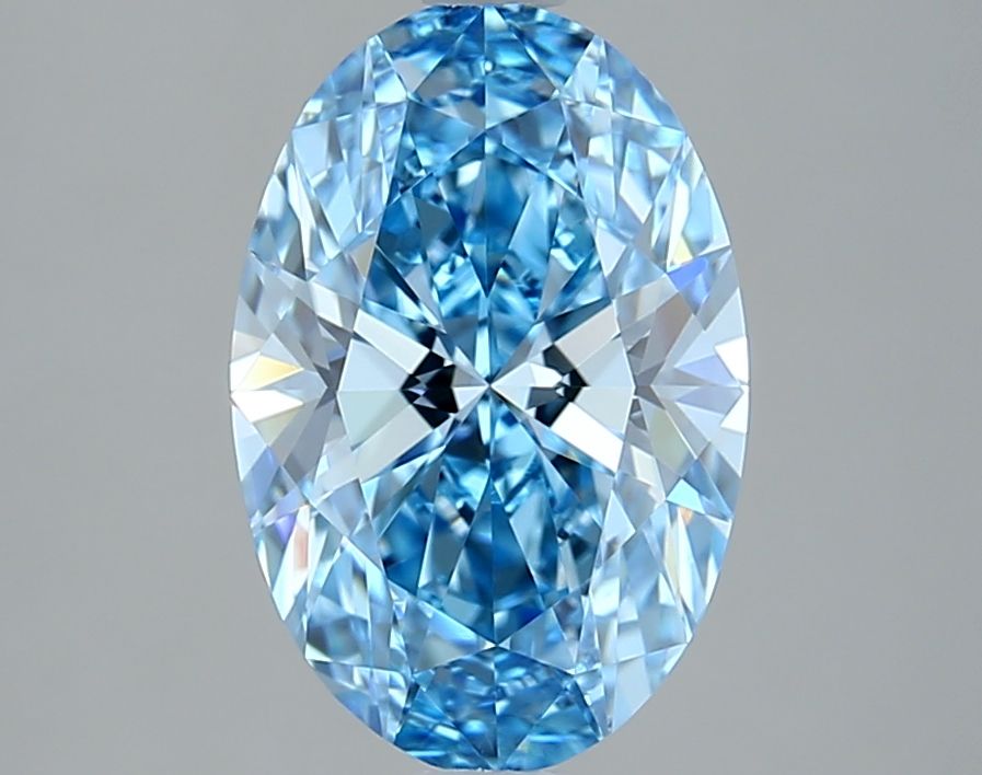 Lab-Grown Oval Diamond - 2.08 Carats, Fancy Vivid Blue Color, VVS2 Clarity - Certified by IGI - Report Number: LG669461500